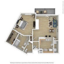 1 Bed 1.5 Bath 957 SqFt (887 Net)  110D floor plan